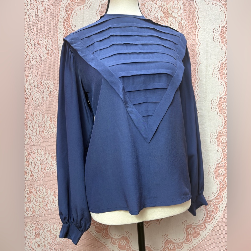 Vintage Kenar 100% Silk Pleated Blouse – Size 4
